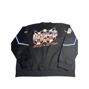 New-Busch Light Racing Jacket XXL Black Bomber Snap Front NASCAR Style